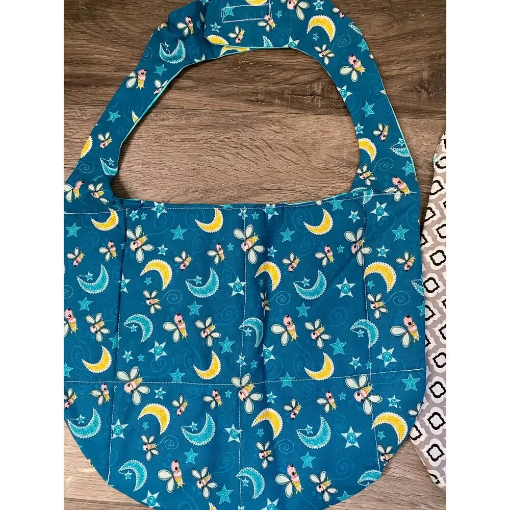 Handmade Set of 3 Childrens Baby Bibs Hook Loop Closure Large Fabric Quilted